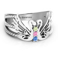 Sparkling Swan Ring Sparkling Swan Ring with heart-detailed wings and round stones
