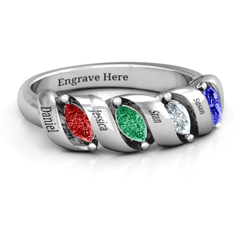 Spiral Marquise Row Ring with marquise gemstone settings