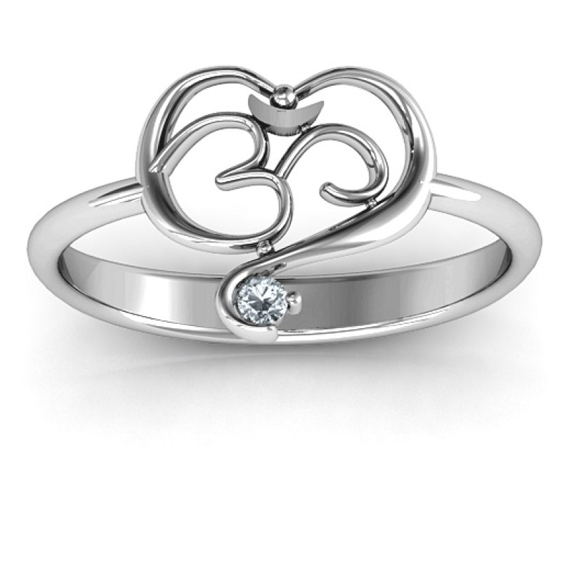 Spiritual Heart Om Ring Spiritual Heart Om Ring with heart-shaped Om symbol design