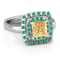 Splendid Double Halo Princess Ring Splendid Double Halo Princess Ring with a princess-cut centre stone and double halo accents