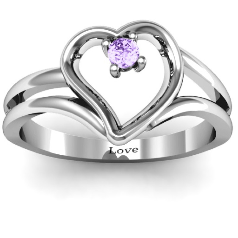 Split shank heart ring product view