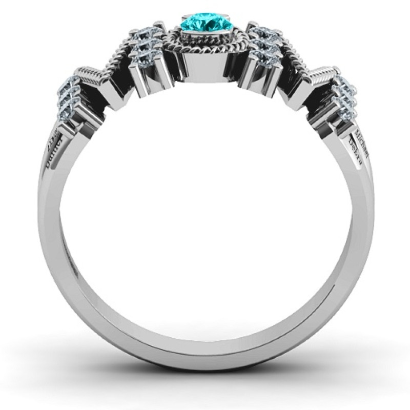 Split Shank Stone Filled MOM Ring Detail view of the Split Shank Stone Filled MOM Ring