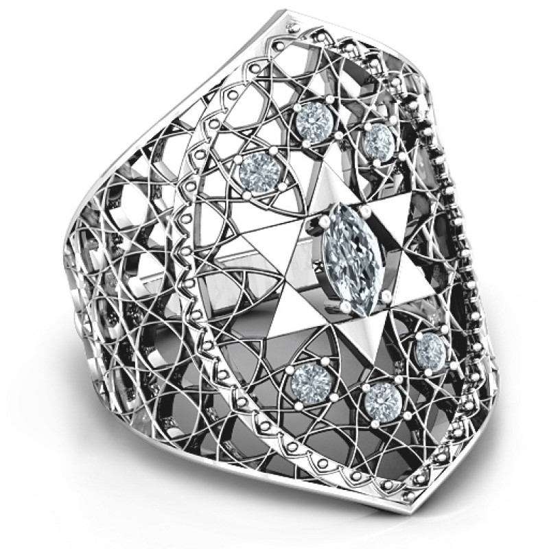 Star of David Lattice Ring Star of David lattice ring with marquise centre stone and round accent stones