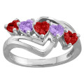 Starburst Heart Ring with heart-cut stones