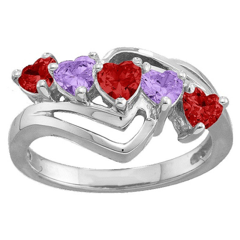 Starburst Heart Ring with heart-cut stones