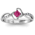 Princess-Cut Gemstone Ring with Accent Stones Princess-cut gemstone ring with six round accent stones