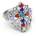 Personalised Spirituality Cross Flower Ring Spirituality cross ring with elongated flower design