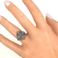 Personalised Spirituality Cross Flower Ring Personalised spirituality cross ring side view