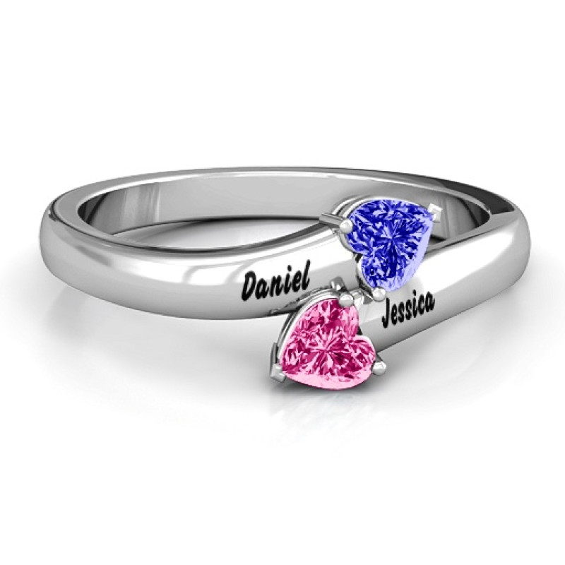 Tribute Hearts Bypass Ring Tribute Hearts Bypass Ring with two diagonal heart-shaped stones