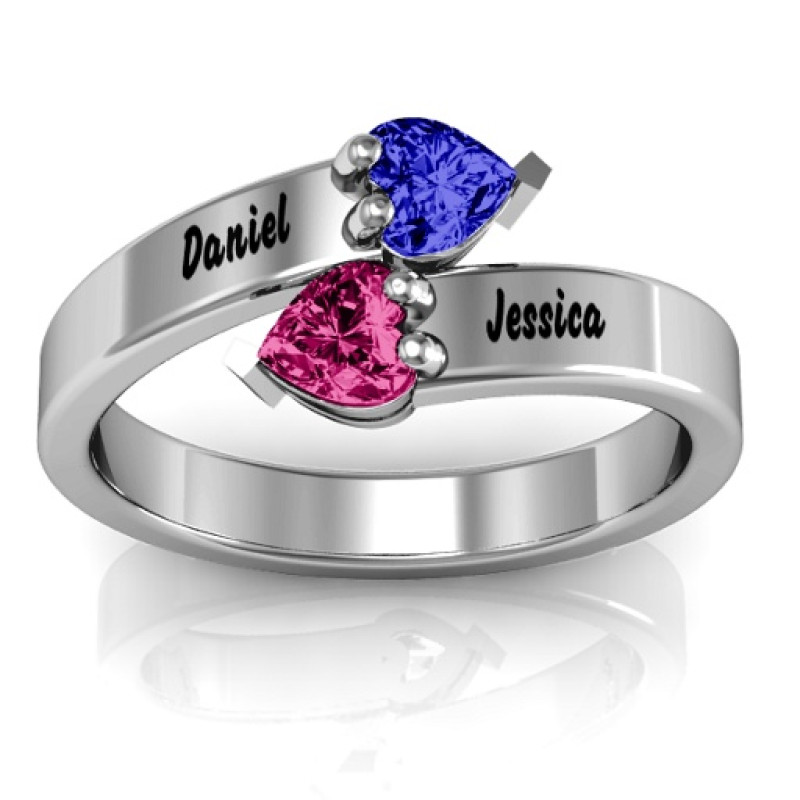 Tribute Hearts Bypass Ring Tribute Hearts Bypass Ring with two diagonal heart-shaped stones