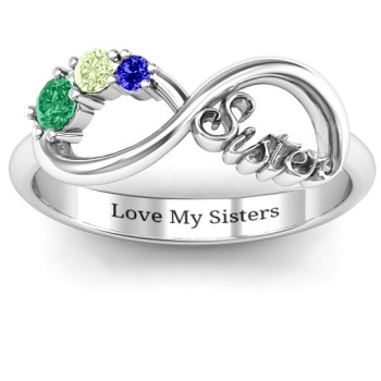 Sterling Silver 2-4 Stone Sisters Infinity Ring Sterling Silver 2-4 Stone Sisters Infinity Ring