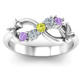 Sterling Silver 5-Stone Infinity Butterfly Ring Sterling silver five-stone infinity ring with soaring butterflies