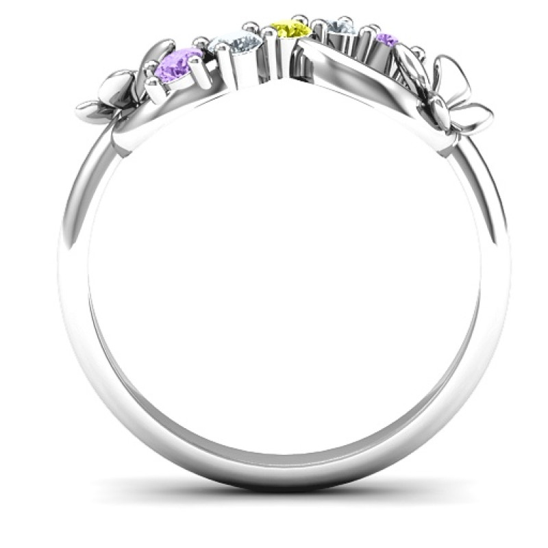Sterling Silver 5-Stone Infinity Butterfly Ring Sterling silver five-stone infinity ring with soaring butterflies