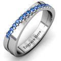 Custom Crossover Ring Alternate View Custom crossover ring with round stone accents, alternate view