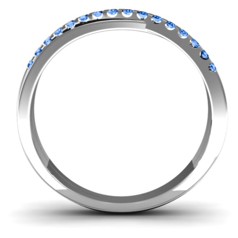 Custom Crossover Ring Product View Custom crossover ring with round stone accents, product view