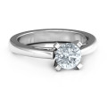 Adoration cathedral solitaire ring with a round centre stone and filigree detail