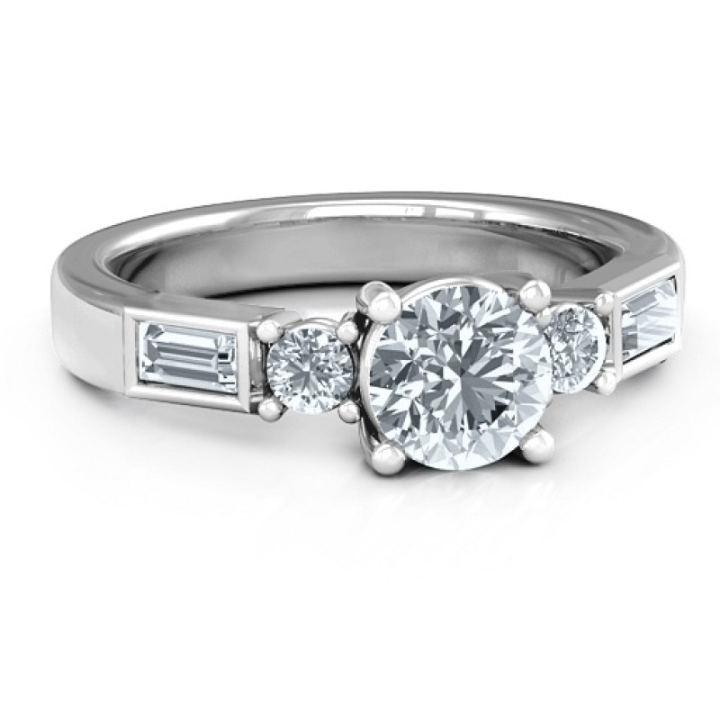 Andrea Engagement Ring Andrea engagement ring with round centre stone and baguette side stones