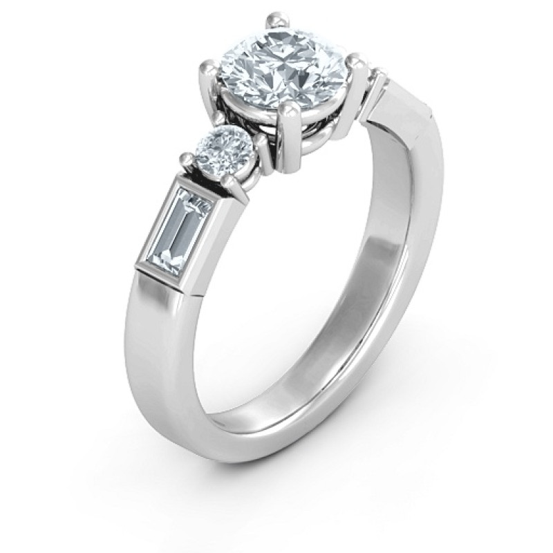 Andrea Engagement Ring Andrea engagement ring with round centre stone and baguette side stones