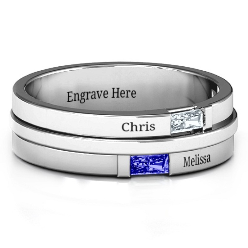 Men's Baguette Stone Personalised Ring Men's personalised baguette stone ring