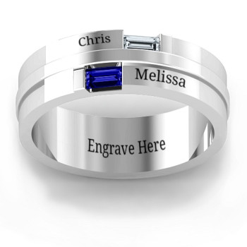 Sterling Silver Baguette Men's Ring Sterling Silver Baguette Men's Ring