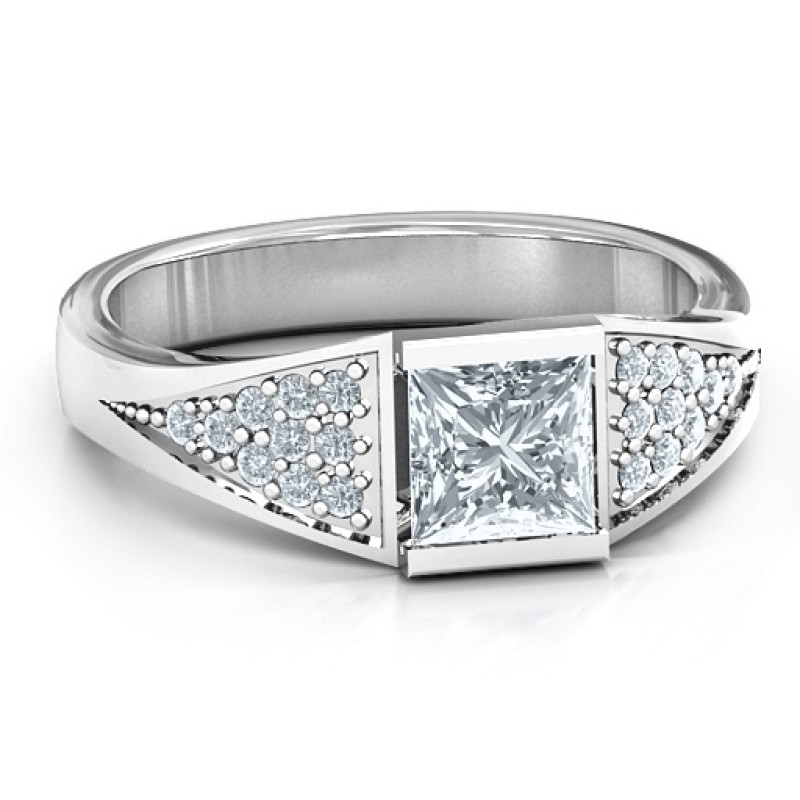 Bold Love Ring with Princess-Cut Stone Bold Love Ring with princess-cut centre stone and pavé accents
