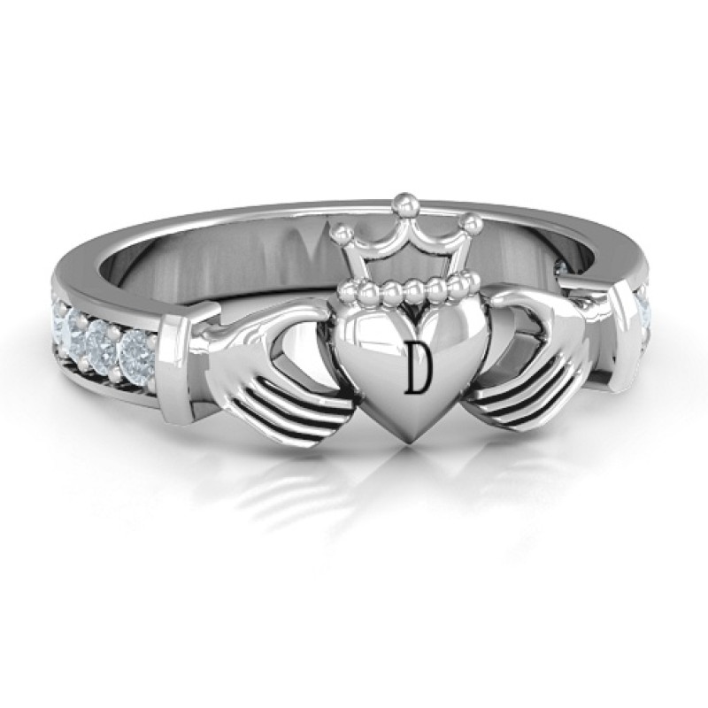 Classic Claddagh Ring with Accents Classic Claddagh ring with accent stones