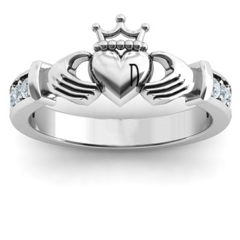 Sterling Silver Classic Claddagh Ring with Accents