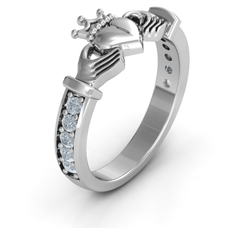 Classic Claddagh Ring with Accents Classic Claddagh ring with accent stones