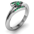 Double Bypass Channel Set Accent Ring - Alternate View Double bypass ring with channel-set accent stones, alternate view