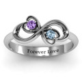 Duo Hearts and Stones Infinity Ring Personalised duo hearts and stones infinity ring product view