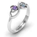 Duo Hearts and Stones Infinity Ring Personalised duo hearts and stones infinity ring product view