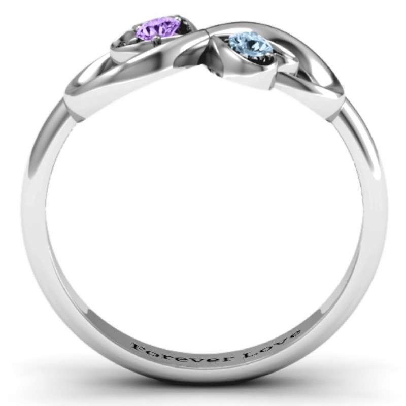 Duo Hearts and Stones Infinity Ring Personalised duo hearts and stones infinity ring product view