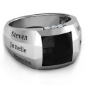 Engravable 6-Stone Men's Black Onyx Ring Engravable men's ring with square black onyx centre stone and six small stones