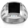 Engravable 6-Stone Men's Black Onyx Ring Engravable men's ring with square black onyx centre stone and six small stones