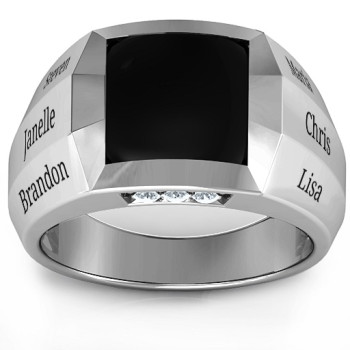 Sterling Silver Engravable Statement 6-Stone Men's Ring Sterling Silver Engravable Statement 6-Stone Men's Ring