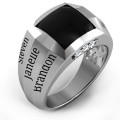 Engravable 6-Stone Men's Black Onyx Ring Engravable men's ring with square black onyx centre stone and six small stones