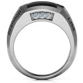 Engravable 6-Stone Men's Black Onyx Ring Engravable men's ring with square black onyx centre stone and six small stones