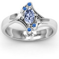 Sterling Silver Fancy Oval Asymmetrical Ring Fancy oval asymmetrical ring with oval centre stone and accent stones
