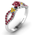 Fancy split shank solitaire accent ring alternate view