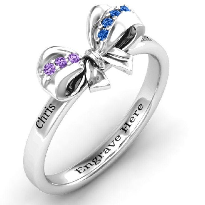 Fancy Stone Set Bow Ring Detail Fancy stone set bow ring detail view