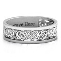 Personalised Celtic half eternity ring with a repeating recessed design
