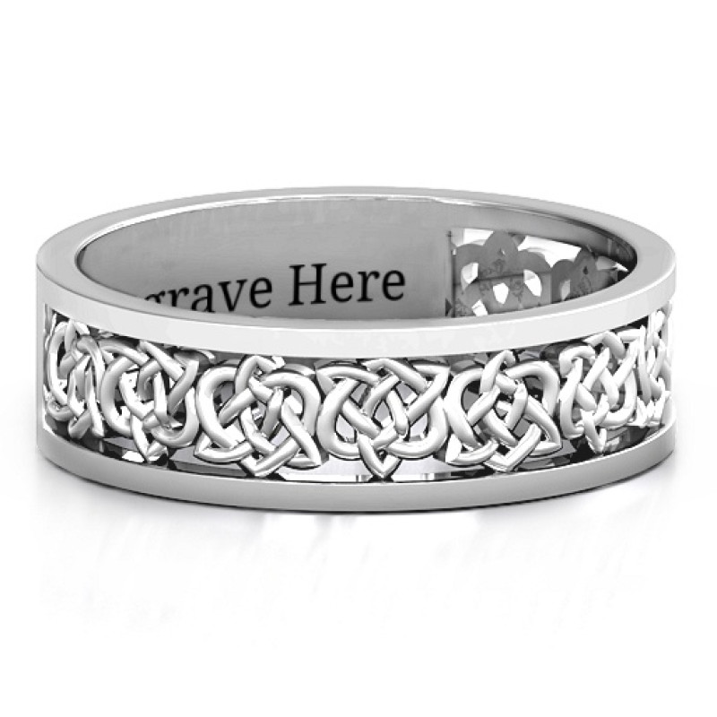 Personalised Celtic half eternity ring with a repeating recessed design