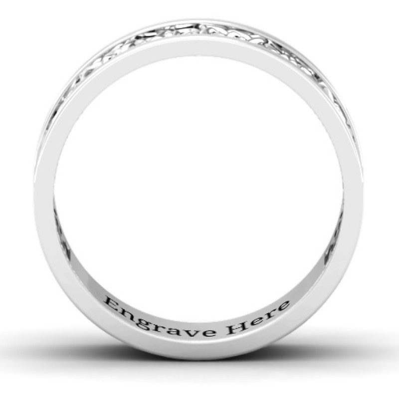 Personalised Celtic half eternity ring with a repeating recessed design