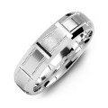 Horizontal-Cut Men's Ring with Beveled Edge Horizontal-cut men's ring with beveled edges and a brushed centre
