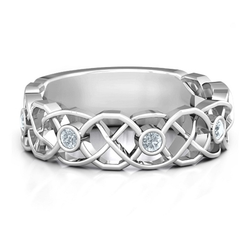 Sterling Silver Intertwined Love Band Ring Sterling Silver Intertwined Love Band Ring with interlaced band detail