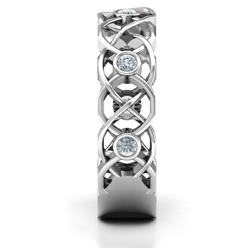 Sterling Silver Intertwined Love Band Ring Side View Sterling Silver Intertwined Love Band Ring side view