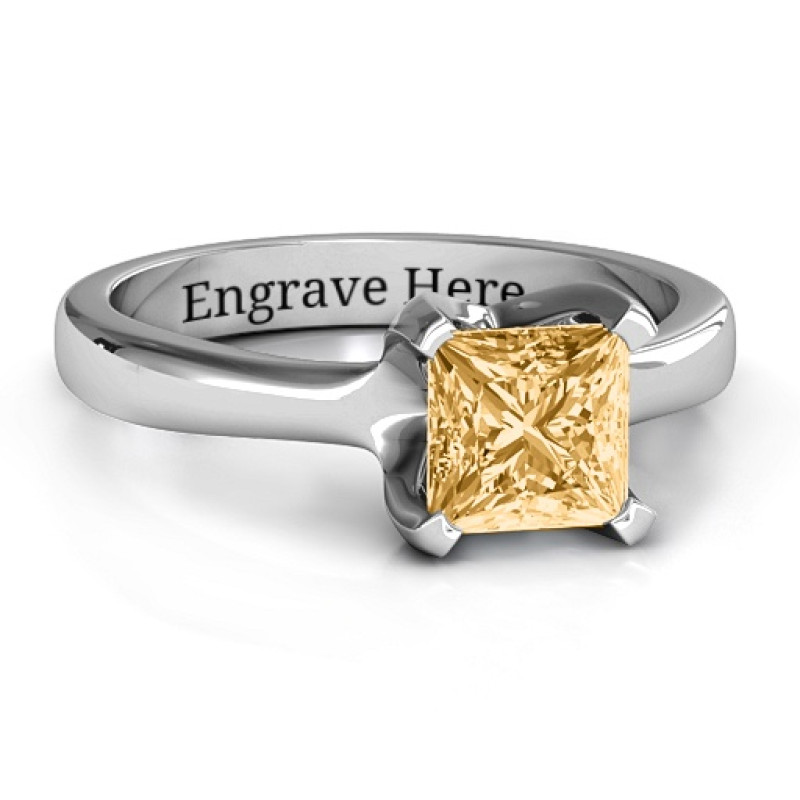 Large Princess Solitaire Ring with square-cut Swarovski Zirconia
