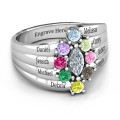 Sterling Silver Medusa Multi-Wave Ring with wave-like bands and centre stone
