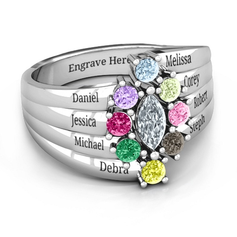 Sterling Silver Medusa Multi-Wave Ring with wave-like bands and centre stone