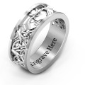 Celtic Claddagh band ring detail